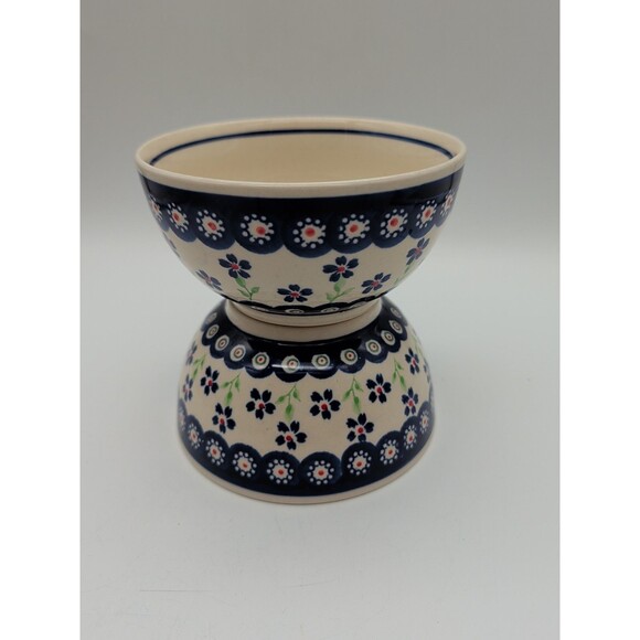 boleslawiec polish pottery bowls Blue Daisy Cereal Set Of 2 - Picture 1 of 4